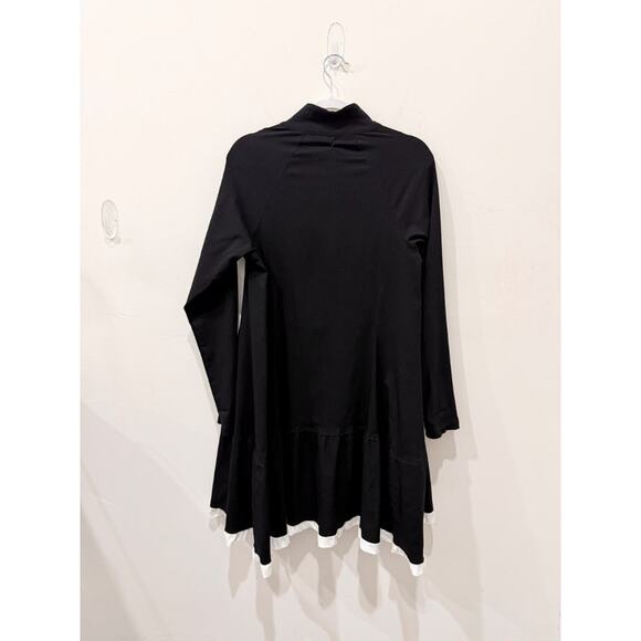 Tadaski Trimmed Jersey Long Sleeve High Neck Long Jacket Black/White Women's S - Picture 2 of 5